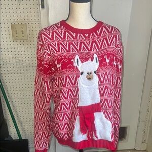 Red Llama Pattern Sweater